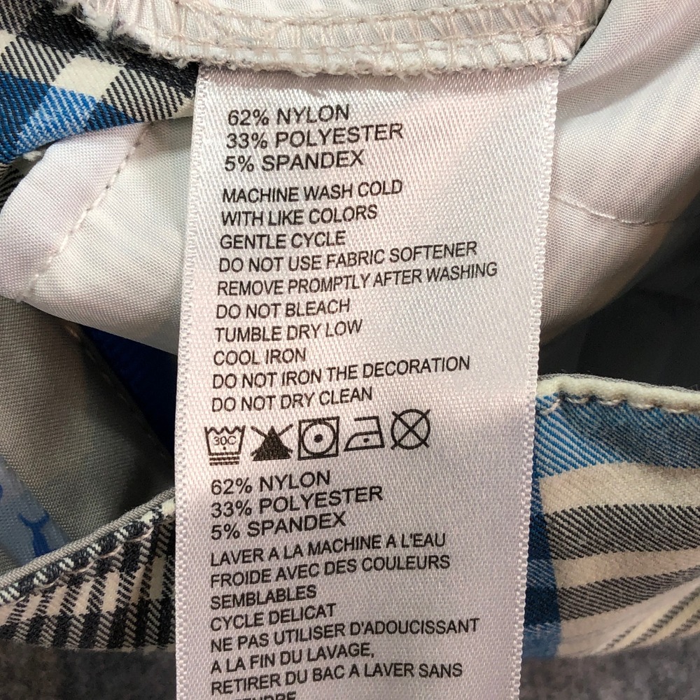 Tommy Bahama Mens Shorts 36x10 Blue Gray Off-White Plaid Stretch Nylon - Picture 7 of 13